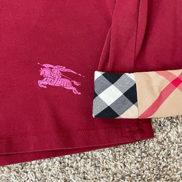 Burberry Brit Crew Neck Cuffed Sleeve Shirt Red Large - Picture 5 of 9
